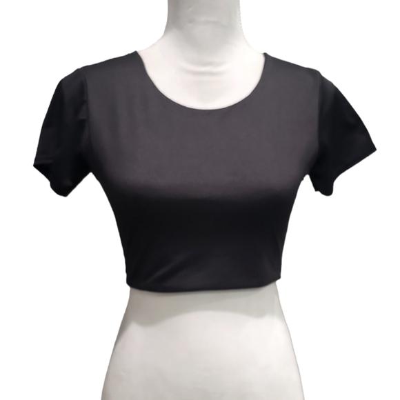 Nasty Gal Let Me Slink About It Black Fitted Crop Top Size 4 - Picture 2 of 5
